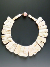 A spectacular collar of Brazilian raw pink opal with a custom pink opal sterling clasp. 18"