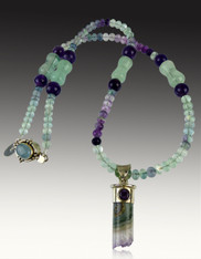 Grade AA Amethyst  Sterling Tube with multi-tone Fluorite Highlights