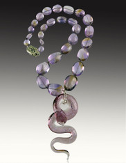 Grade AAA Hand-Knotted Ametrine Necklace with Rare Silver Lilac Venetian Serpent