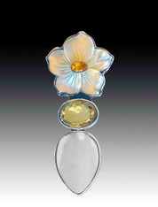 Amy Kahn Russell  Mother of Pearl Citrine Sterling Flower Pin/Pendant