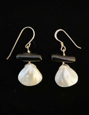 Mother of Pearl Black Coral Sterling Earrings