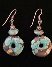 Turquoise Pyrite Wheel Sterling Earring