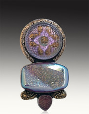 Amy Kahn Russell Sterling Ornate Czech Button Druzy Pin/Pendant  SOLD