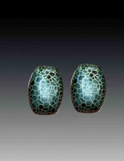 Amy Kahn Russell Sterling Green Animal Print Rectangle Clip/Post Earrings