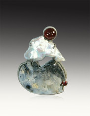 Amy Kahn Russell Boulder Opal Freeform Pearl Garnet Pin/Pendant