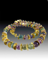 Multi-Colored Round Fluorite  with 24K gold leaf waves
