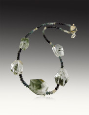 Green Tourmaline with Included Quartz Necklace