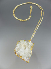 24K Gold Leaf Druzy Pendant on 22K Gold Plated Chain