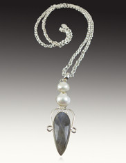  Pearl Labradorite Pendant on Indonesian Double Sterling Link Chain