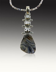 Desert Druzy Crystal Quartz Pendant on Mystic Labradorite Necklace  SOLD