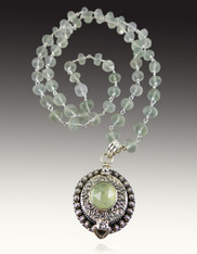 Prehnite Poison Silver Pendant on wire wrapped prehnite Chain