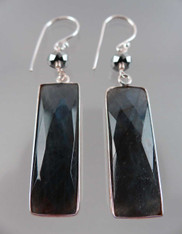 Dark Labradorite Silver Famed Swarovski Crystal Dangle Earrings SOLD