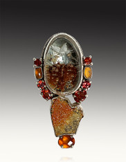 Spectacular Amy Kahn Russell  Included Garden under Glass Druzy Pin/Pendant