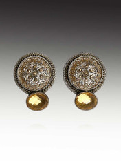 Amy Kahn Russell  Czech Gold Foil Under Glass Post/Clip Earrings