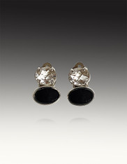 Amy Kahn Russell Black Onyx  Faceted Crystal  Clip/Post Earrings
