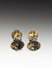 Amy Kahn Russell Faceted Double Citrine Sterling clip/post earrings