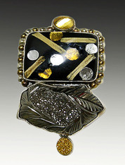Amy Kahn Russell Druzy Gold/silver Foil Resin pin/Pendant
