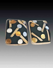Amy Kahn Russell gold and silver foil abstract clip/post earrings 