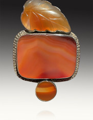 Amy Kahn Russell Hand Carved Tangerine Agate Pin/Pendant SOLD
