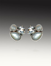 Amy Kahn Russell Pearl Faceted Crystal Clip/Post Earrings SOLD