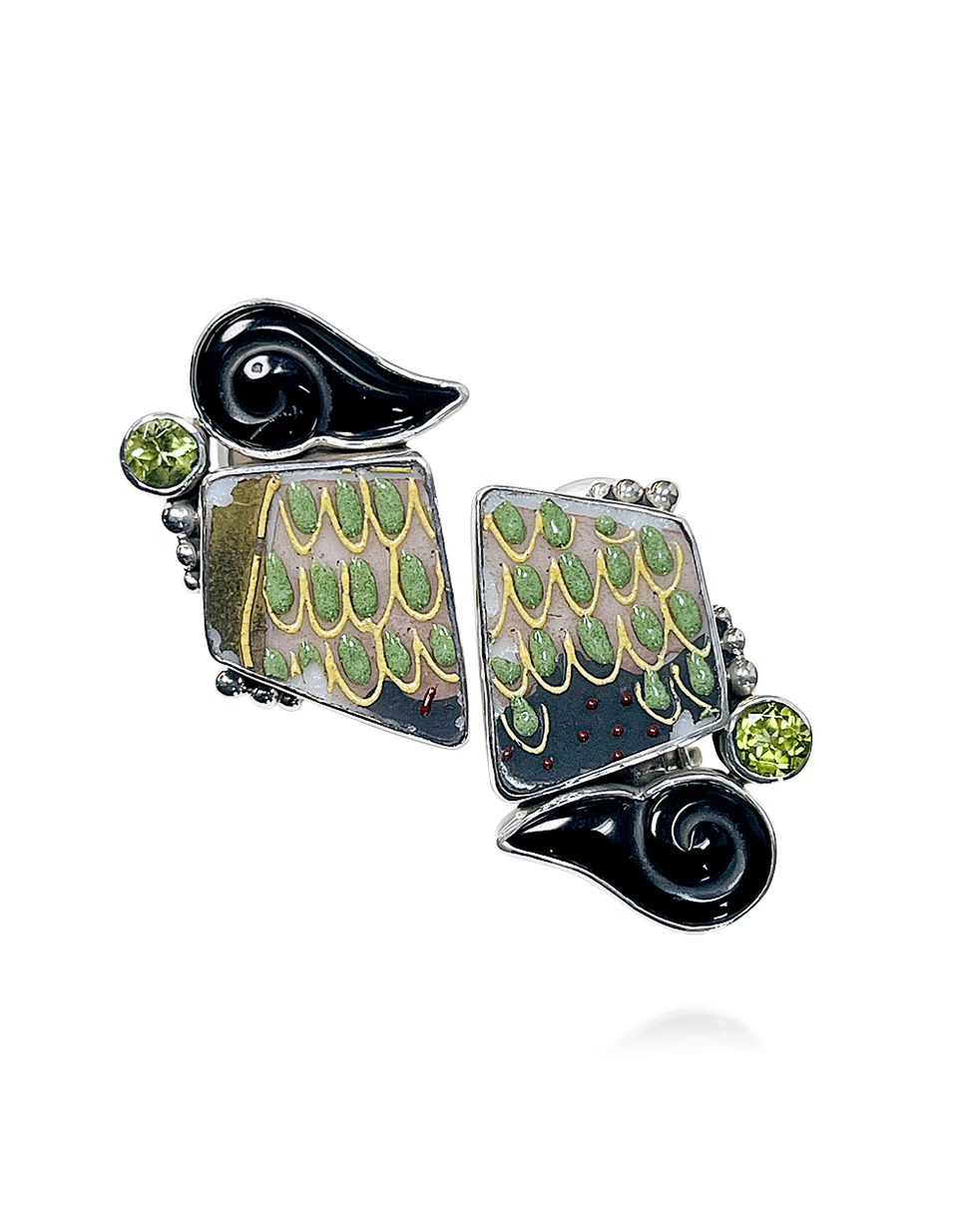 【HYERES LOR】23FW★ Colombe d'Or Silver Stone Ear Clip Retro .835 Silver French Paste Left / Right Clip-On Earrings