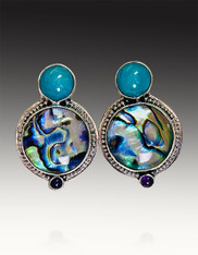 Echo of the Dreamer Amazonite, Abalone Clip Earrings  SOLD