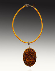 Amy Kahn Russell Hand Carved Antique Jade Pendant on a Removable Gold silk Cord