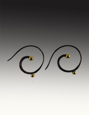  Black Swirl Post Earring with 24K stations
