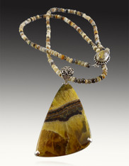 Rare Pyritized Ammonite Septarian Chamber on Boulder Opal Chain