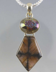 Hand-Made Indonesian Fossilized Jasper Druzy Cabochon on Sterling Chain