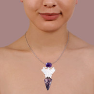 Amy Kahn Russell AMY KAHN Amy Kahn Russell Sterling Amethyst Carved MOP Butterfly Pin/Pendant 