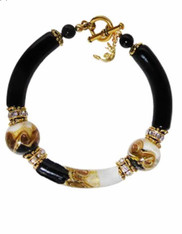Mare Gold Foil Murano Glass Tube Bracelet