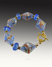 Luna Blue Diamond Venetian Glass Bracelet