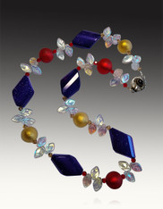 Yumiko Togashi Bluestone Venetian Glass Holiday Necklace