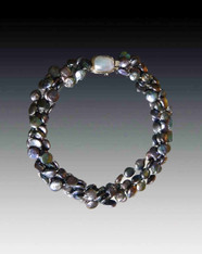 Navy Coin Pearl Torsade with Vintage Osmina Pearl Clasp