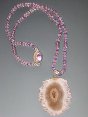 Stalactite Pendant on Hand-knotted Lilac Amethyst Chain