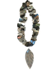 Multi-toned Mother of Pearl Necklace with Removable Leaf Pendant