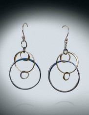 Triple Hoop Sterling Vermeil Dangle Earrings