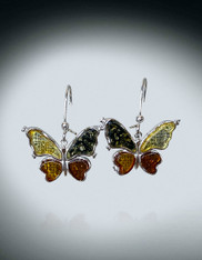Citrine, Peridot, Amber Sterling Butterfly Earrings