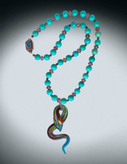 Turquoise Swarovski Crystal Rare Venetian Serpent Pendant