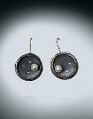 Beautiful Oxidized Dark Sterling Silver with Pearl Stations and Light Border