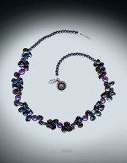 Mystic Metallic Black Purple Spinel Pillow Beads with Purple Pearls