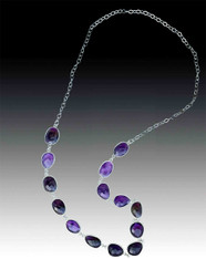 Silver Foil Amethyst Coins on Silver Chain
