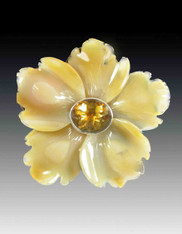 BRAND NEW- Amy Kahn Russell Large Yellow Pansy with Sterling Citrine Pin/Pendant