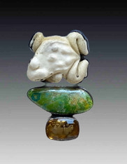 Amy Kahn Russell Carved Stone Turtle Gaspeite Pin/Pendant