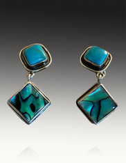 BRAND NEW-ECHO OF THE DREAMER TURQUOISE ABALONE CLIP EARRINGS