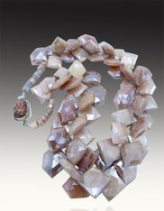 Double Mystic Peach  Faceted Moonstone  Pentagons