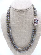 Two Strand Grade AA Labradorite with Vintage Gemstone Sterling Clasp