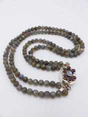 Two Strand Grade AA Labradorite with Vintage Gemstone Sterling Clasp