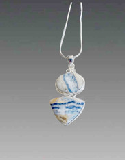 Rare Yellow and Blue Sheelite Pendant on a Sterling Chain